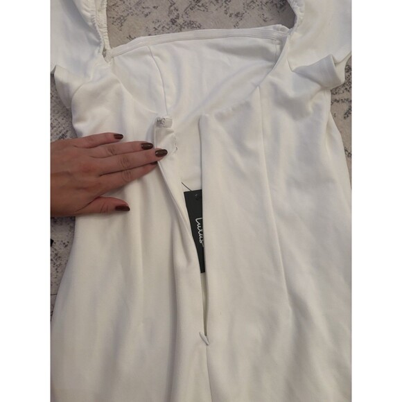 Lulus Magnificent Impression White Square Neck Short Sleeve Maxi Dress Large NWT - Picture 8 of 9